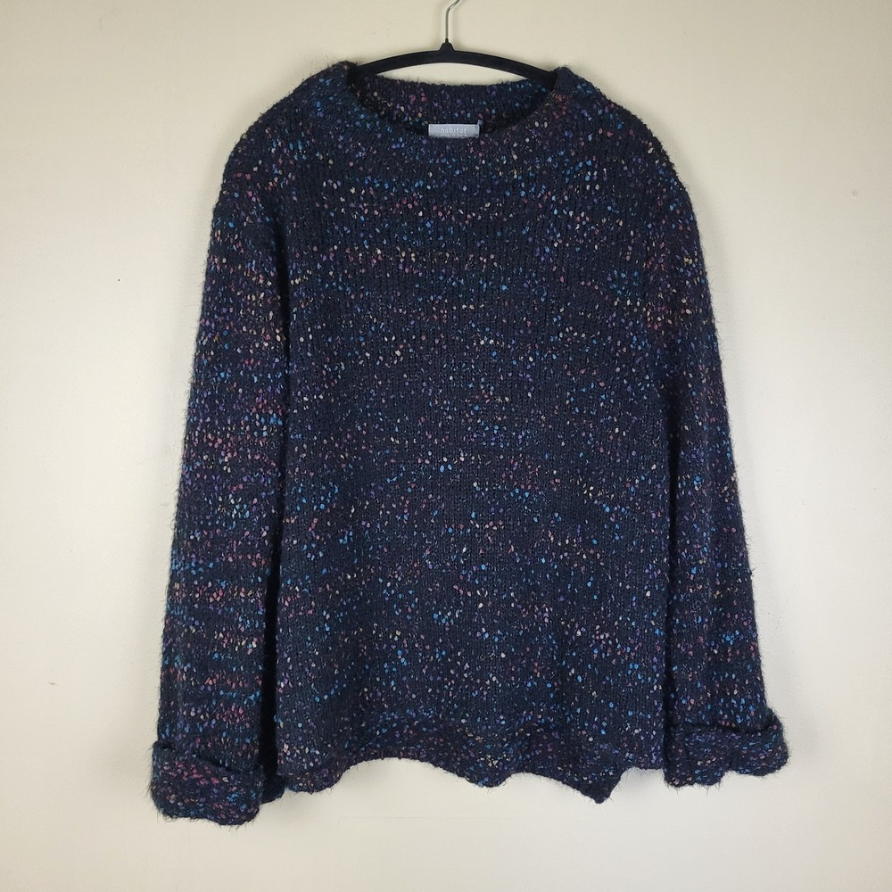 Habitat Sweater Women's XL Confetti Popcorn Chunky Knit Mock Neck Oversized Sl